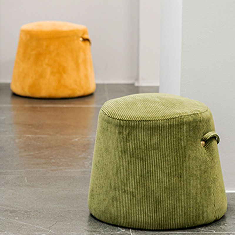 Glam Ottoman Velvet Upholstered Solid Color Tear Resistant Round Ottoman