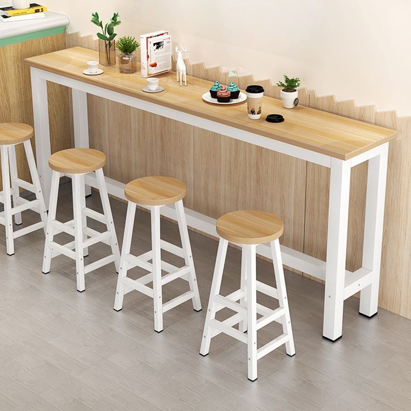 Indoor Wood Trestle Hall/Pub Table Rectangle Footrest Counter Height Dining Table