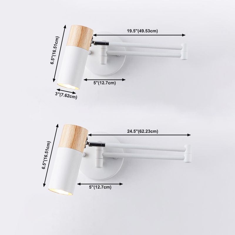 Modern Style Half Cylinder Shade Swing Arm Wall Lighting Metal 1 Light Sconce Lamp