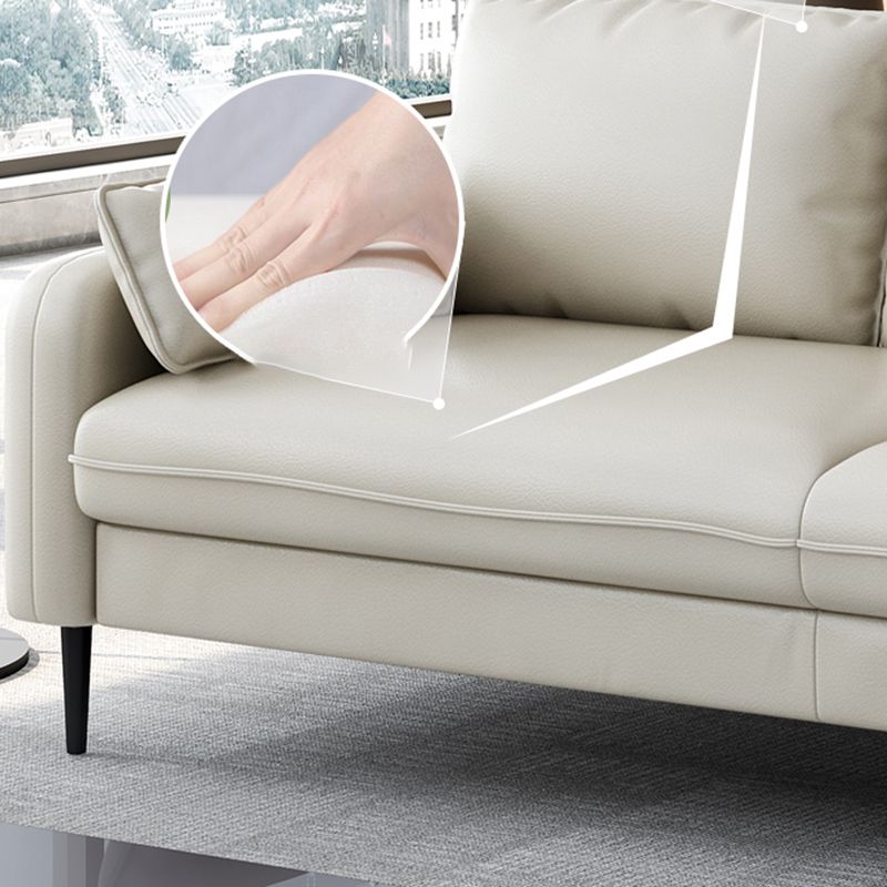 3-Seater Faux Leather Sofa Mid Century Loose Back Square Arm Settee