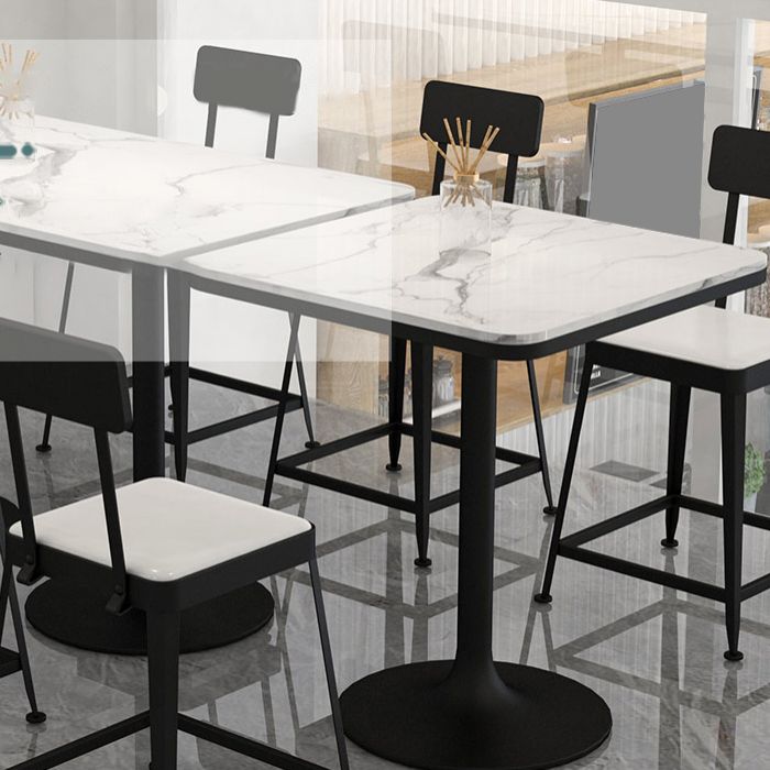 Modern Stone and Metal Dinette Set 1/2/5 Pieces White Table Set for Coffee Shop