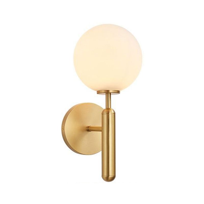 Nordic Style Single Light Brass Wall Lamp Glass Globe Shade Simplicity Lighting Fixture with Fixed Arm