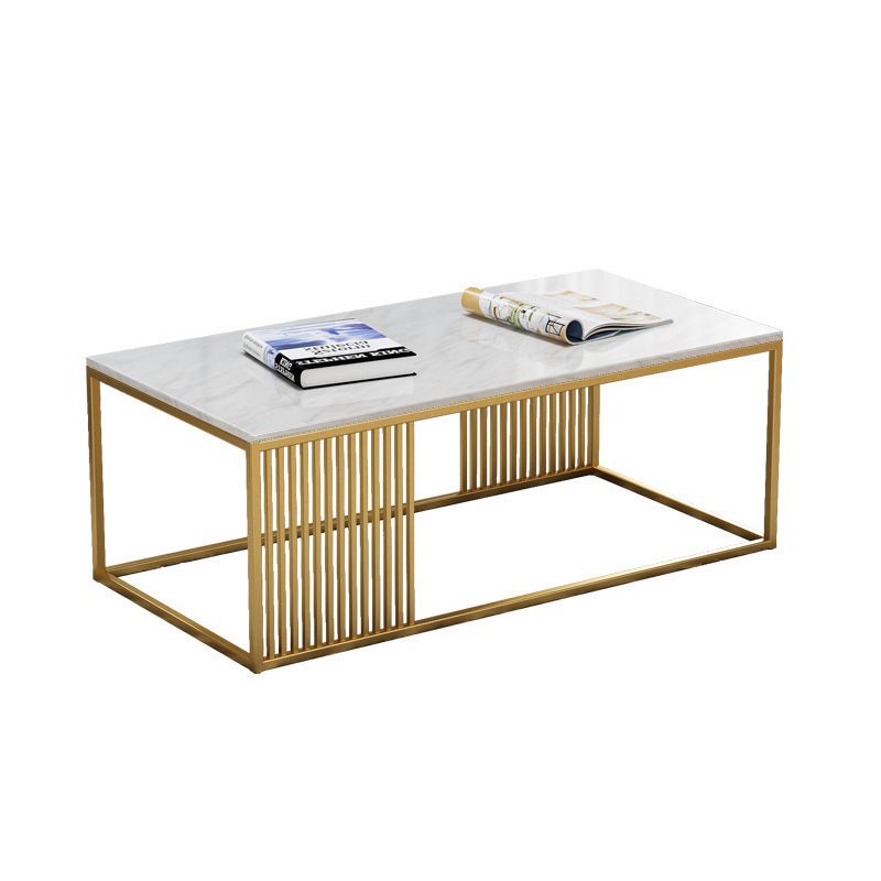 White Marble Top Coffee Table Metal Frame Coffee Cocktail Table