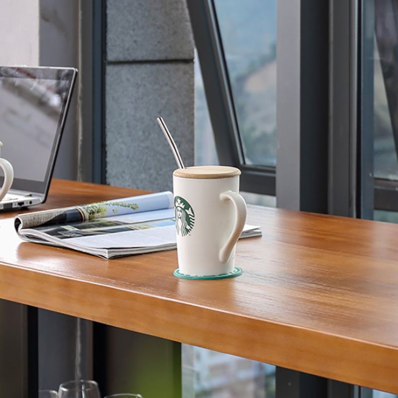 Industrial Style Bar Table 42-inch Height Brown Wood Top Metal Base Bistro Table