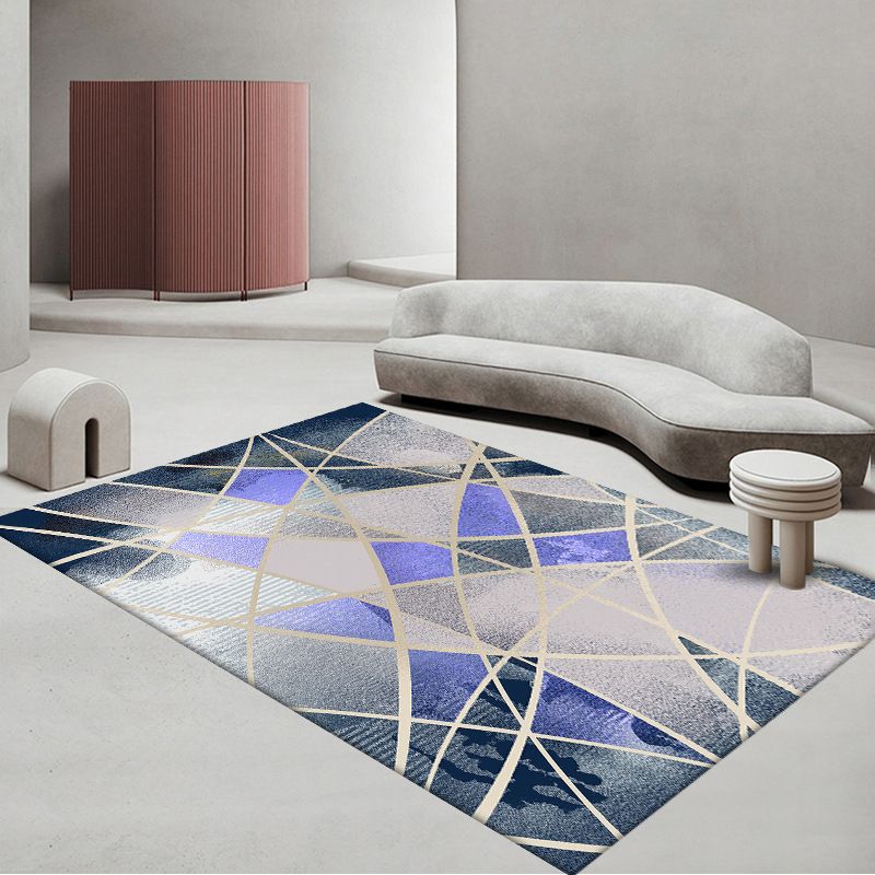 Geometric Area Rug Modern Patchwork Area Rug Polyester Anti-Slip Carpet for Living Room