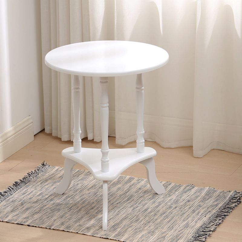 Traditional Living Room Double Tier Round with Shelf 3 Legs End Table