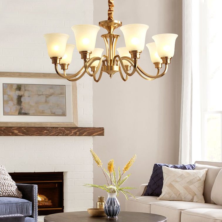 Bell Shape Pendant Lights Modern Glass Pendant Chandelier in Gold Finish