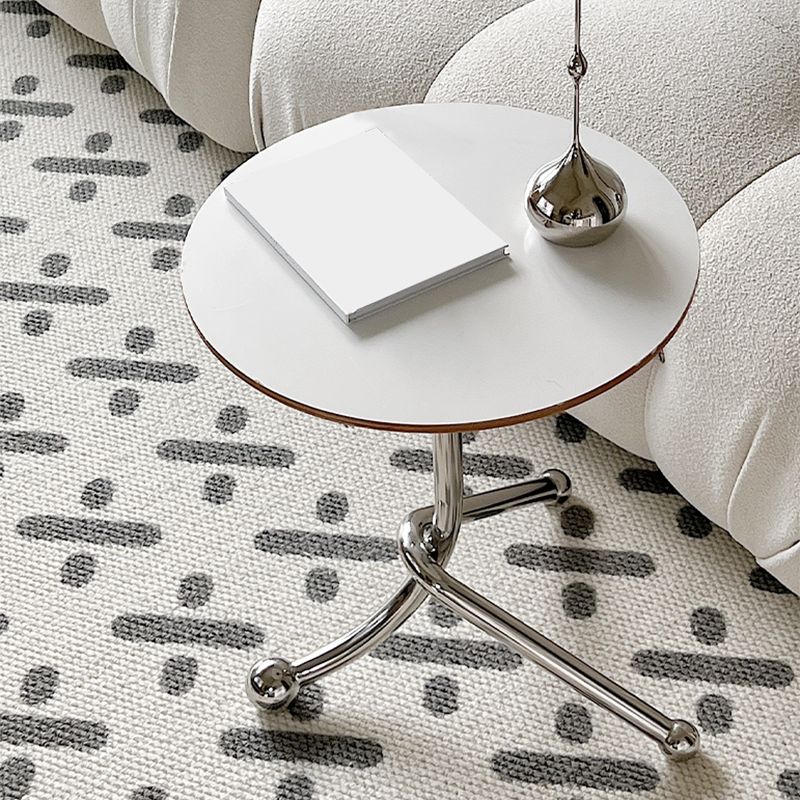 Modern Steel 3 Legs End Table Dia 11" Wood Top Bedside Table