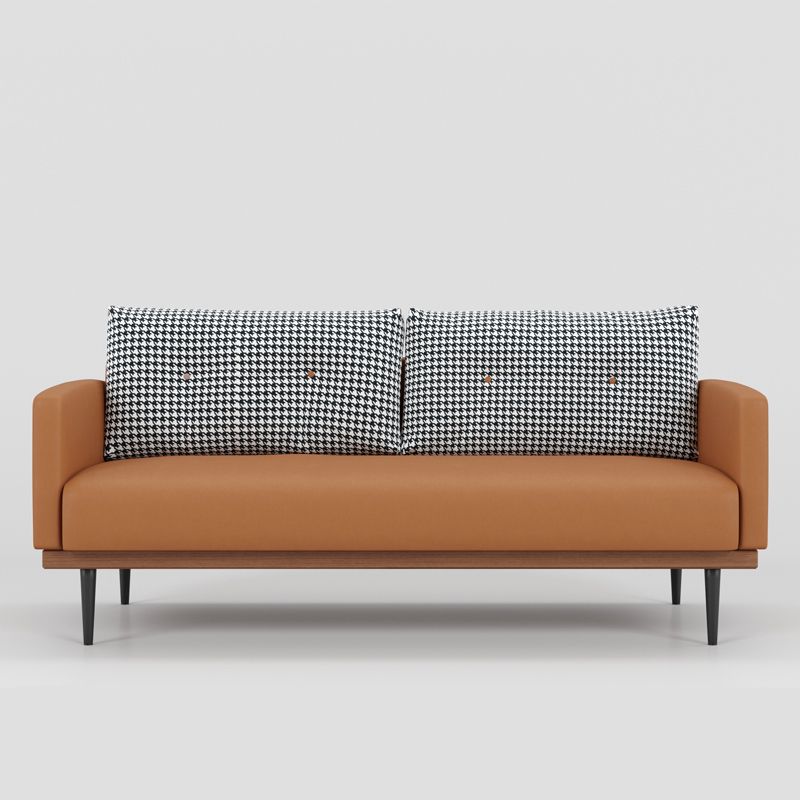 Square Arm Sofa Sofa 31.5" D x 29.53" H Faux Leather/Linen Sofa