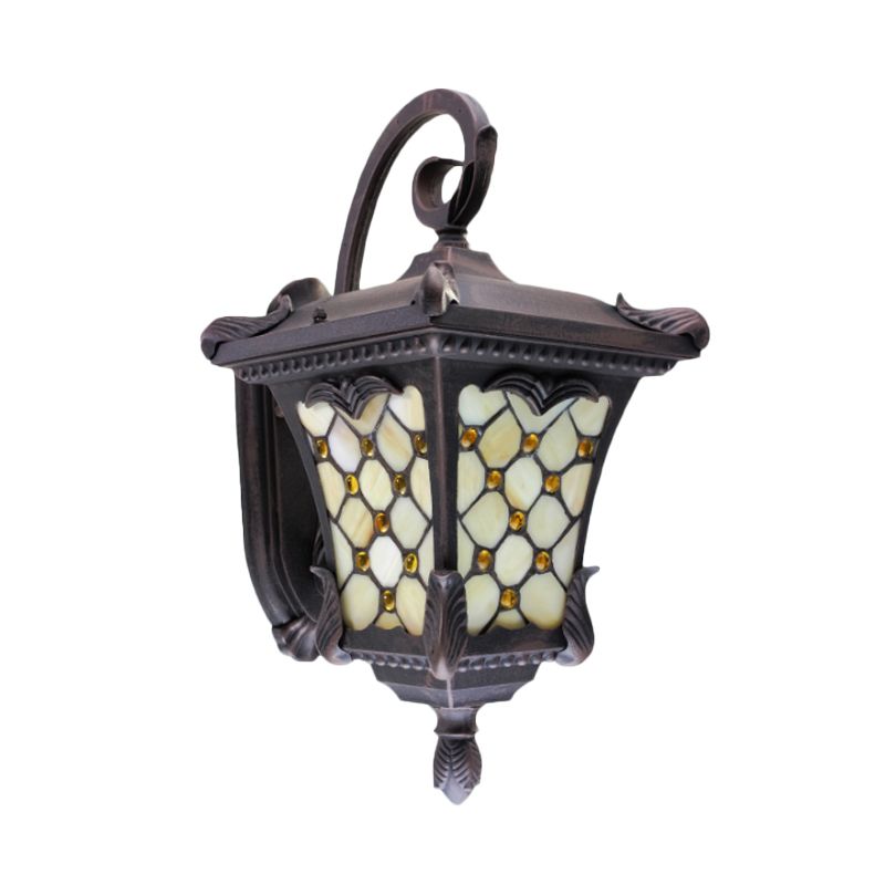 Lámpara de matorral al aire libre desplazada de vidrio esmerilado Rústico Bombilla simple de montaje de pared negra
