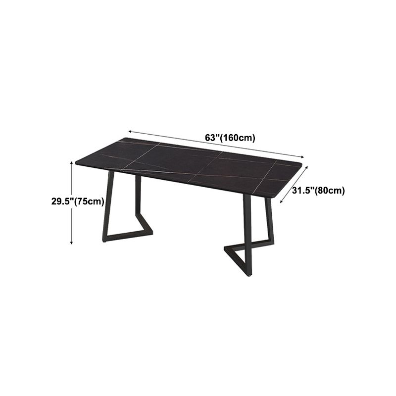 Modern 1/2/5/7 Pieces Black Dining Set Rectangle Sintered Stone Dining Table Set