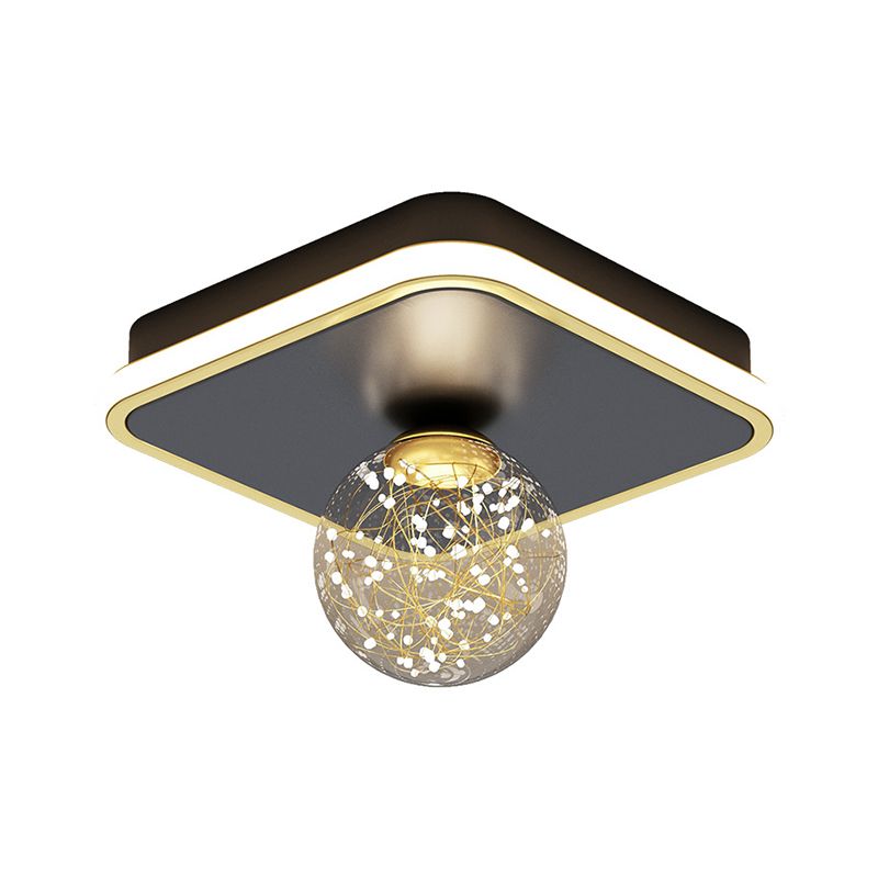 Lámpara empotrada de esfera contemporánea, lámpara de techo empotrada de metal con 2 luces, en negro