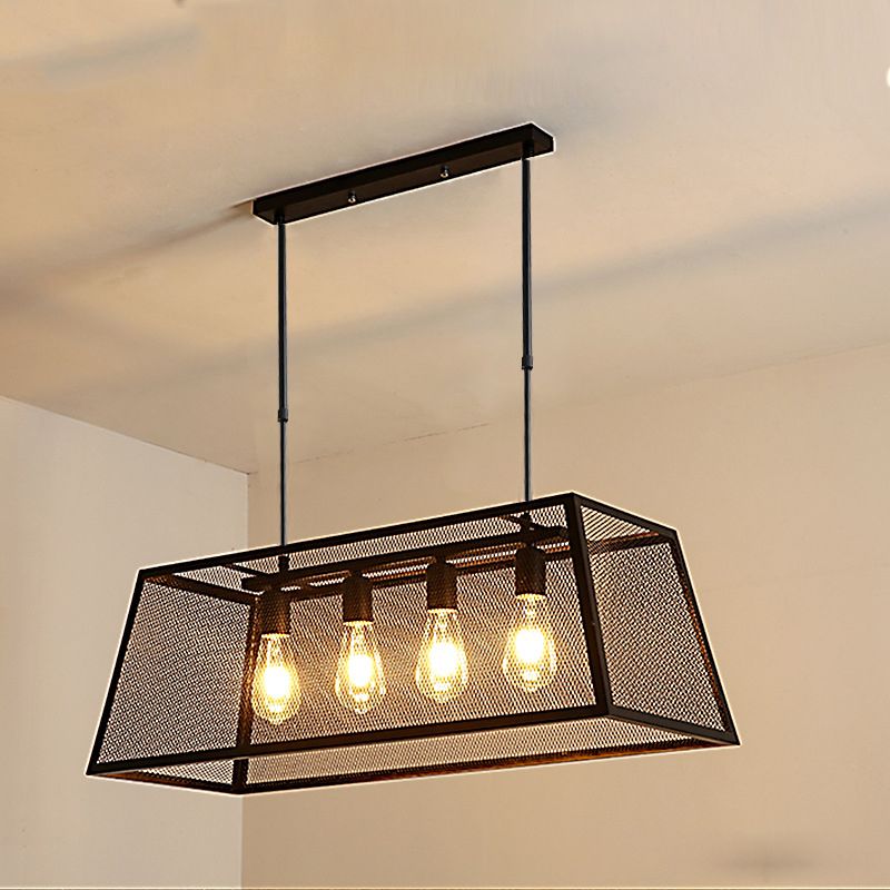 Square Island Lampadier Luci di illuminazione industriale in metallo industriale Fissature per il tavolo da pranzo