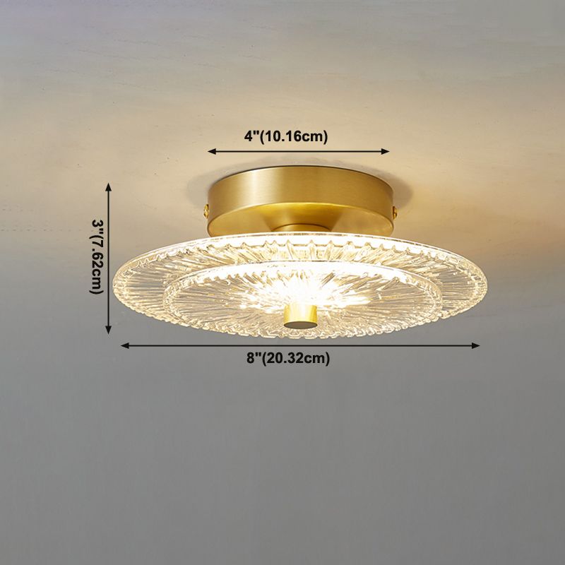 Plafonnier en forme de géométrie moderne en cuivre, 1 lumière, montage encastré avec trou de 3 "de diamètre pour balcon
