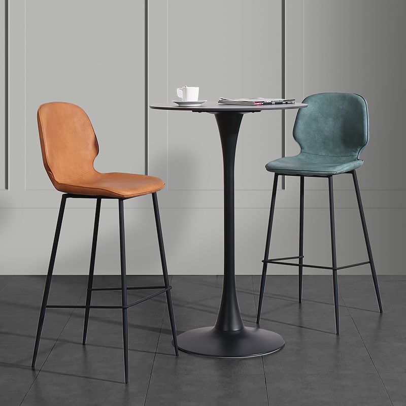 Tabouret de comptoir repose-pieds en cuir Tabouret de bar à dossier bas contemporain avec coussin