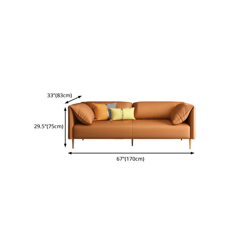 Faux Leather Modern Pillow Top Arm Sofa Standard Sofa for Living Room, Apartment