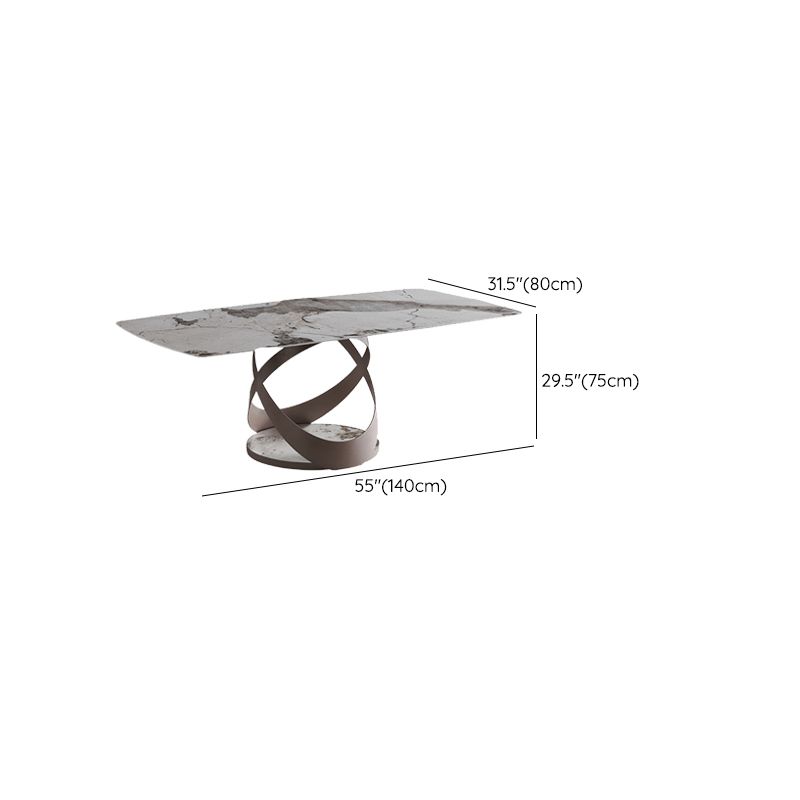 Glam Sintered Stone Dining Table Dining Rectangle Table with Metal Leg