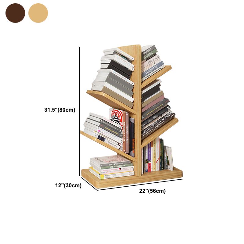 Modern Wood Bookshelf Geometric Vertical Open Shelf Bookcase