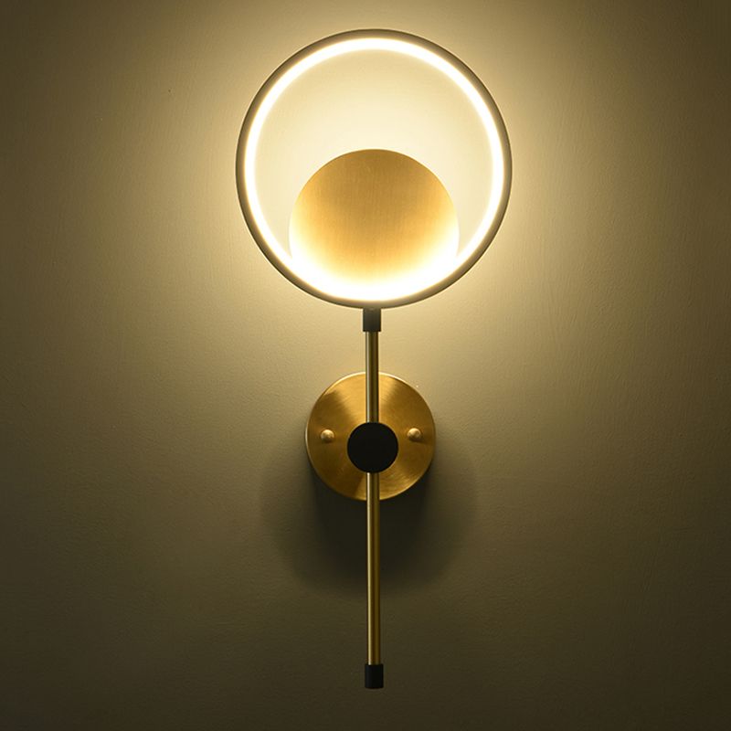 Rame moderno nordico rame a parete a parete a parete rotonda applique a parete per camera da letto