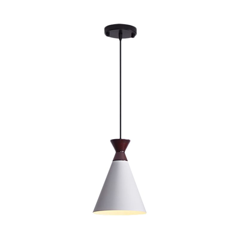 Wide Flare Drop Pendant Light Modernist Iron 1 Head Bedside Suspension Lamp in Black/Grey/White