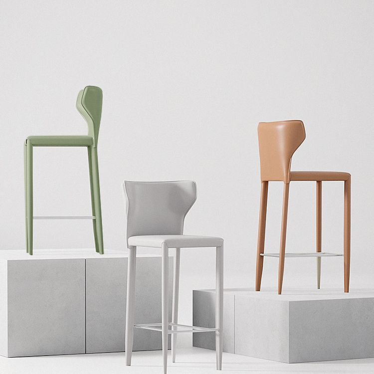 Contemporary Faux Leather 39-inch Bar Stools with Metal Base