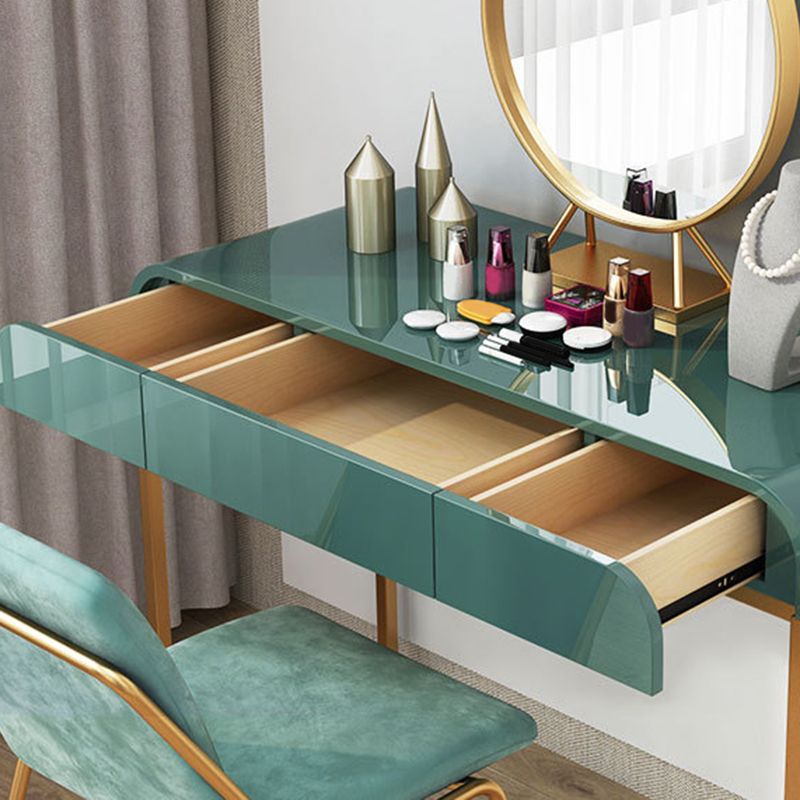 15.74" Wide Makeup Counter Lacquer Glam Vanity Tables with 3 Storage Drawers
