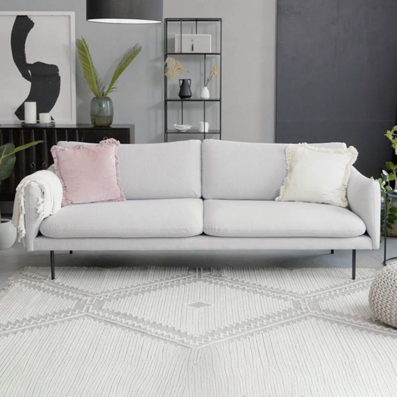 Sofa with 2 Pillows Square Arm Contemporary Sofa with Black Metal Feet