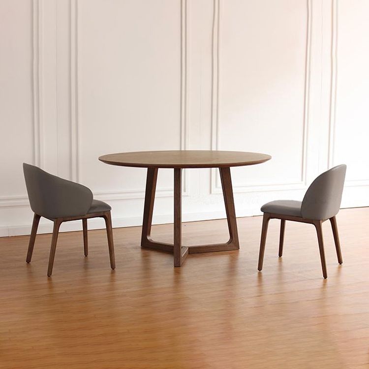 Mesa de madera maciza moderna Mesa de comedor redonda con base de pedestal de madera