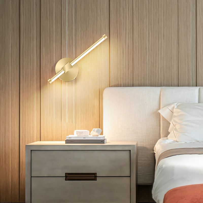 Modern Style Linear Shape Wall Sconce Metal 2 Light Wall Lighting for Bedside