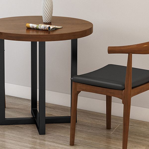 Round Solid Wood Top Dining Table Modern Sled Base Dining Table