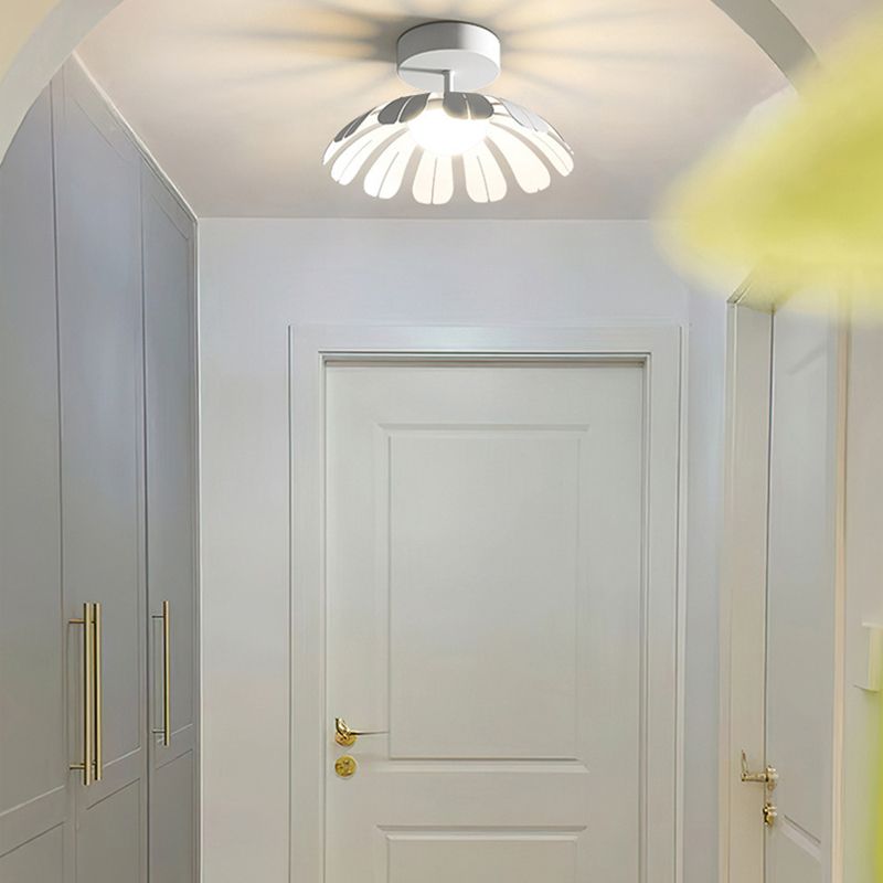 Metal and Acrylic Semi Flush in Black / White Flower Shape LED Ceiling Semi Flush