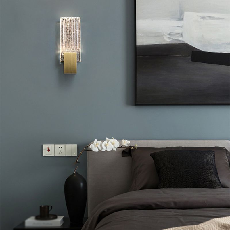 Iron and Crystal Wall Lighting Fixture in Gold LED Post Modern Wall Sconce