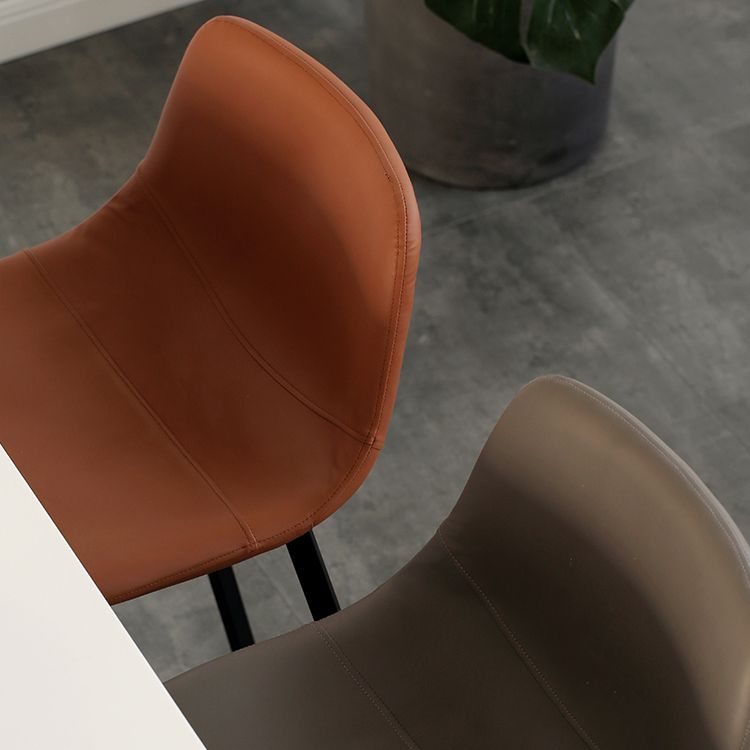 Contemporary Mental Leather Bar Stools Indoor Barstool with Iron Legs and Low Back