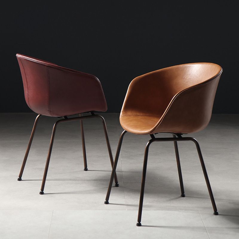 Industrial Style Metal Matte Finish Dining Arm Chair Solid Back Dining Chair