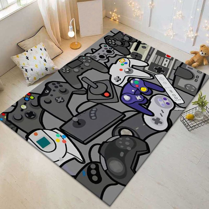 Trendy Gamepad Printed Carpet Polyester Indoor Rug Pet Friendly Rug for Adult's Bedroom