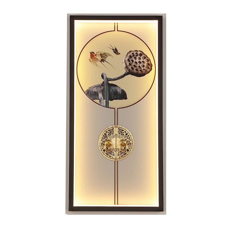 Verrouillage de porte Mur Mont mural lampe chinoise aluminium Black and Gold LED Ponderie d'éclairage