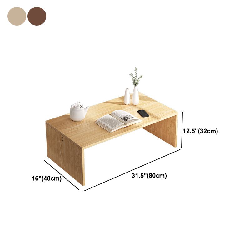 12.5"/15.7" Tall Modern Sled Base Wood Rectangular Table Top Coffee Table