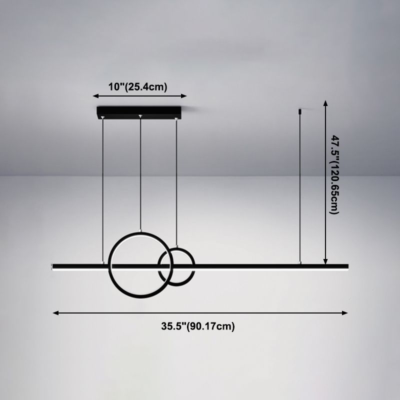 3-Light Geometric Island Light Fixture Modernism Metal Island Pendant Lights in Black