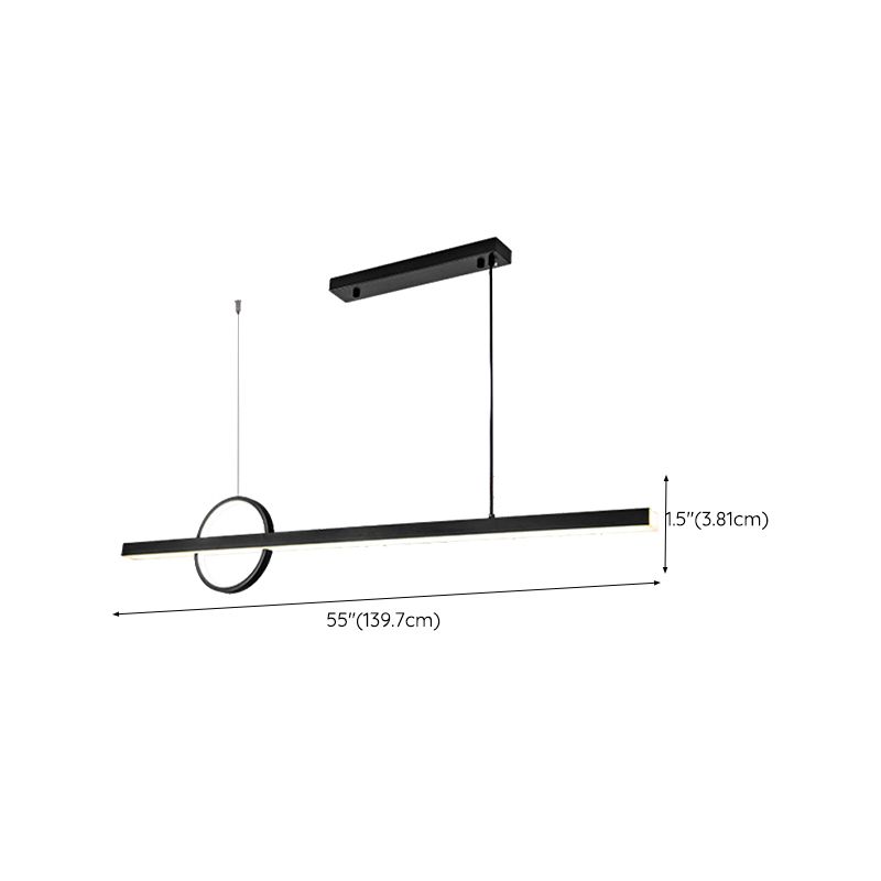 Linear Hanging Island Lights Modern Metal Chandelier Light in Black for Dining Room