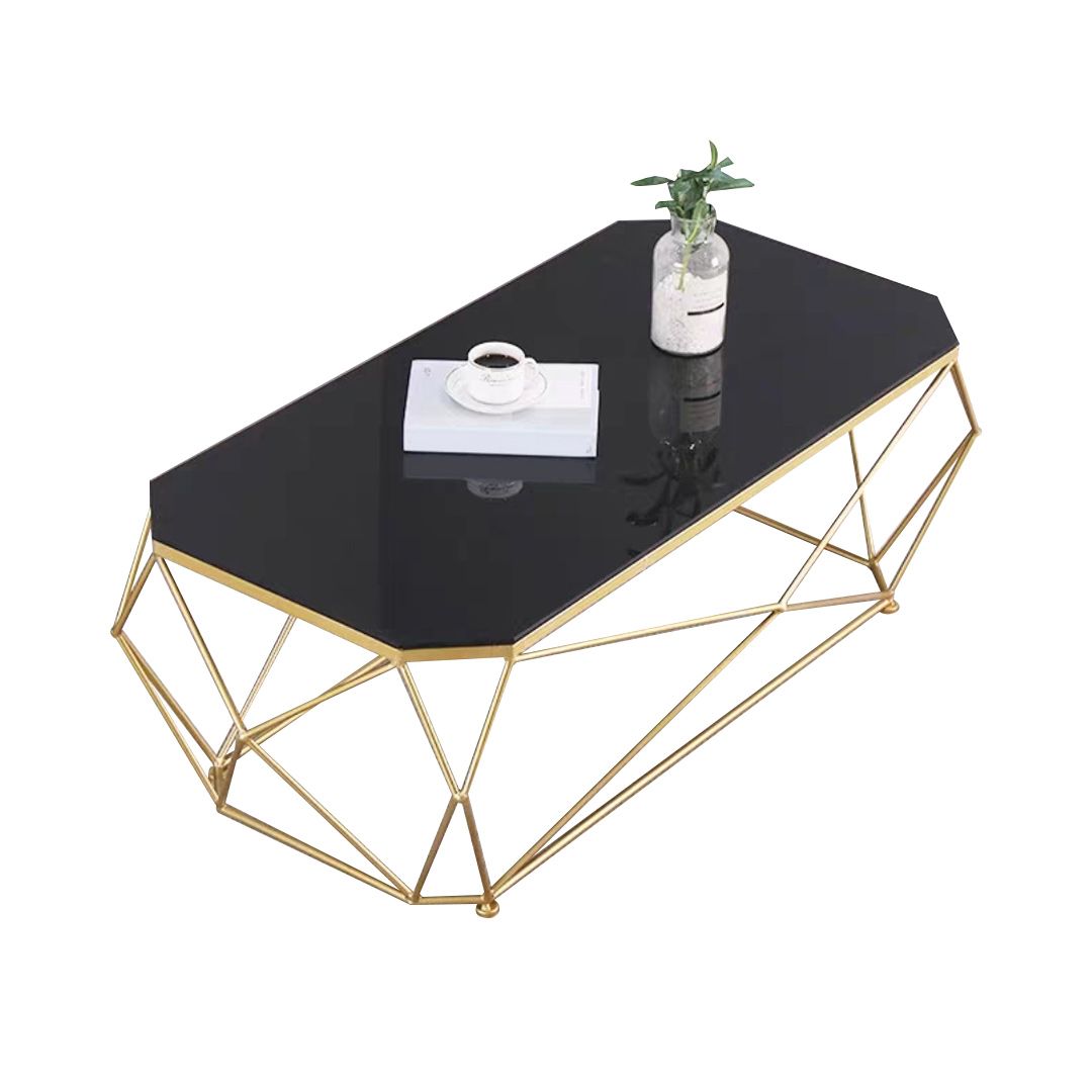 Modern Frame Coffee Table Glass Top Cocktail Table for Living Room