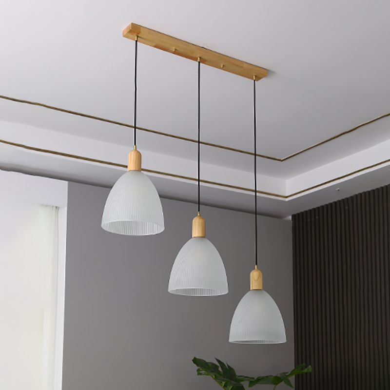 Modern Minimalist Glass Hanging Light Wooden Pendant Lighting Fixture for Sitting Room