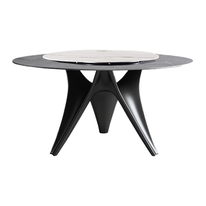 Round Stone Table Modern Style Dining Site Table With Tripod Base
