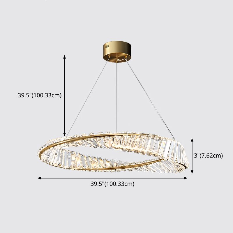 Contemporary Style Ceiling Lighting Ring Crystal in Gold LED Ceiling Fixture