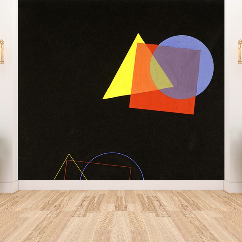 Modern Art Geometric Mural Decal Multicolored Dorm Room Wall Covering, Stain-Proof
