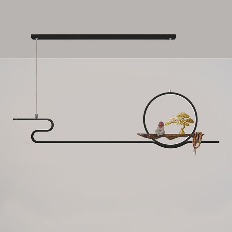 Linear LED Island Chandelier Lights Ceramics Modern Hanging Lamp for Dining Room