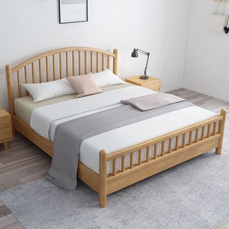 84.65 inch Wide Scandinavian Bed Solid Wood Bed Frame with Headboard