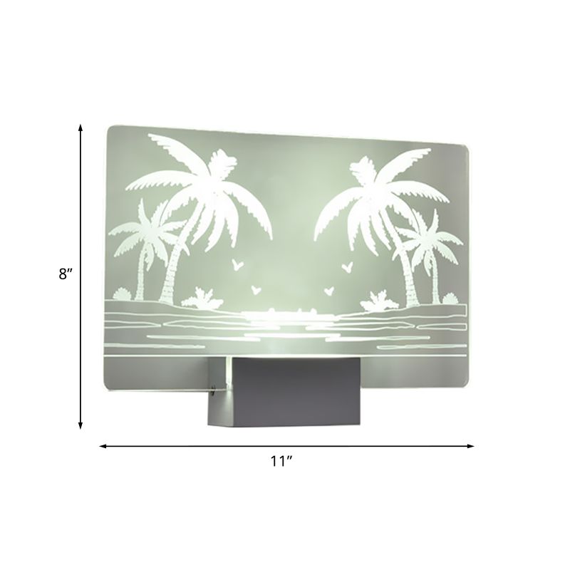 Artistry Led Wall Lighting Clear Coconut Tree/Elk Wall Mount Mural Lámpara con sombra de aluminio para dormitorio