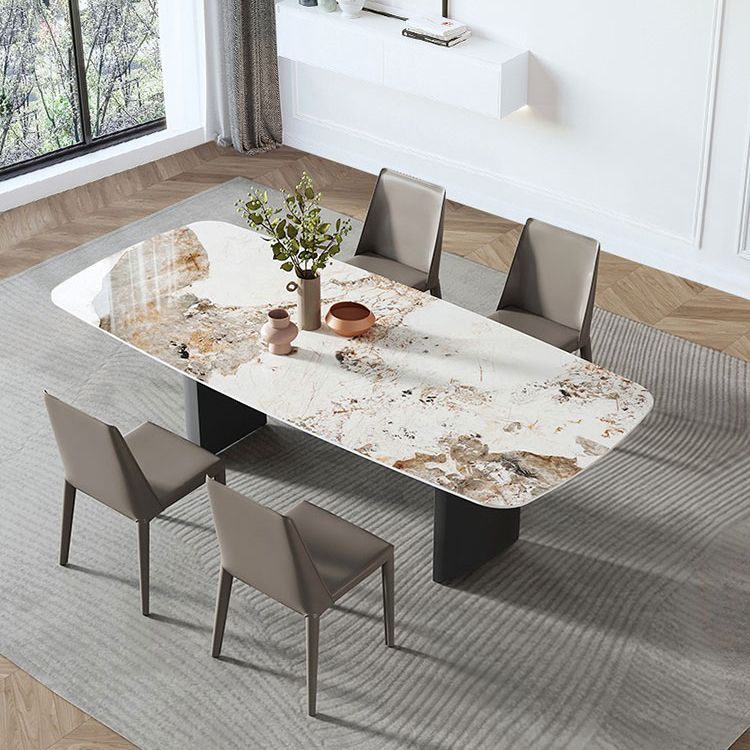 White Stone Dining Table Set 1/2/5/7 Pieces Glam Dinette Set for Kitchen