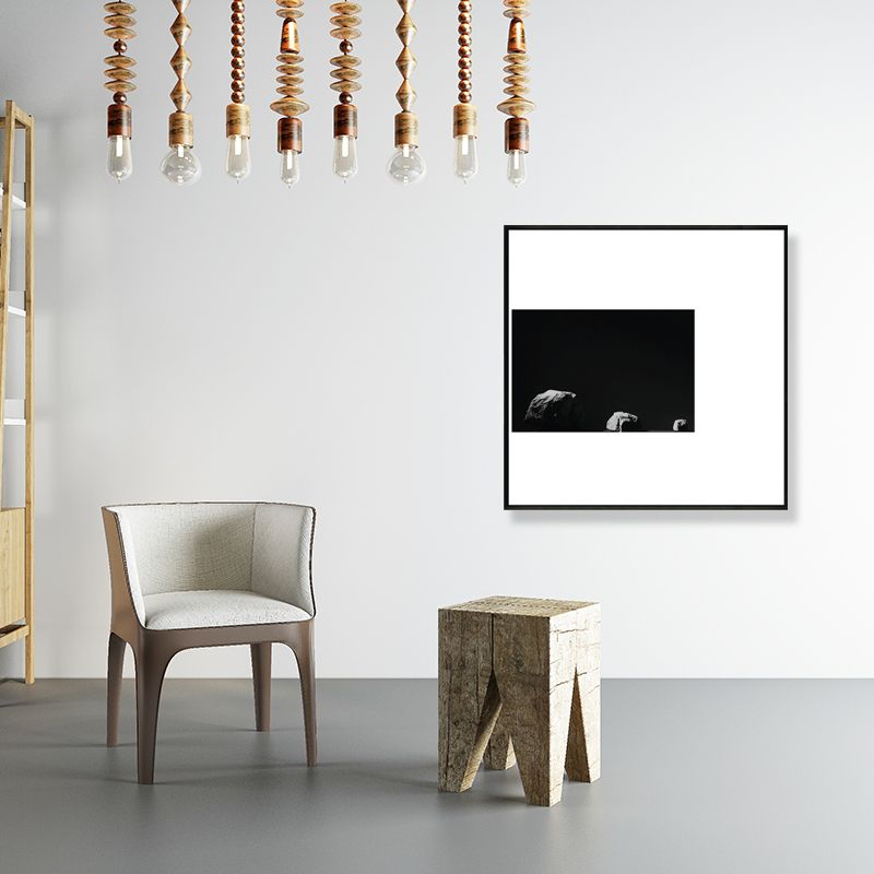 Minimalism Photograph Rocks Wall Art Decor Sitting Room Canvas Print in Dark Color