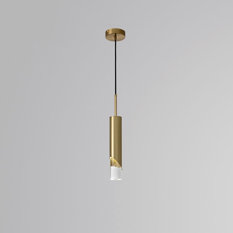 Minimaliste moderne LED Pendante Light Light Aluminium Lampe suspendue cylindrique avec une teinte acrylique